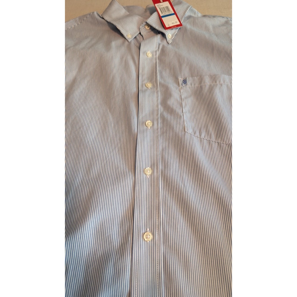 IZOD Men's Dress Shirt Button Down Blue Pinstriped Size XL